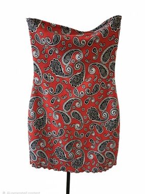 Urban Outfitters Red Strapless Paisley Mini Dress